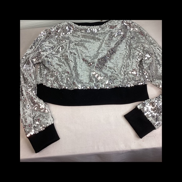 Allegra K Women's Silver Sequin Bomber Jacket.29 - Picture 5 of 5